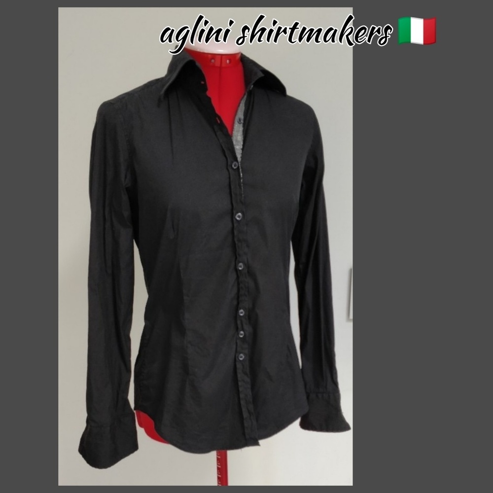 Aglini shirtmakers | stretch black button down